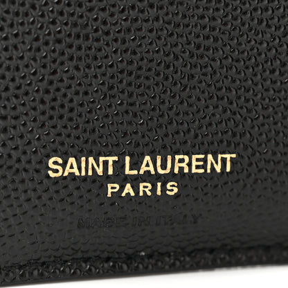 Saint Laurent Grain De Poudre Matelasse Chevron Monogram Zipped Card Case Black 6 of 8