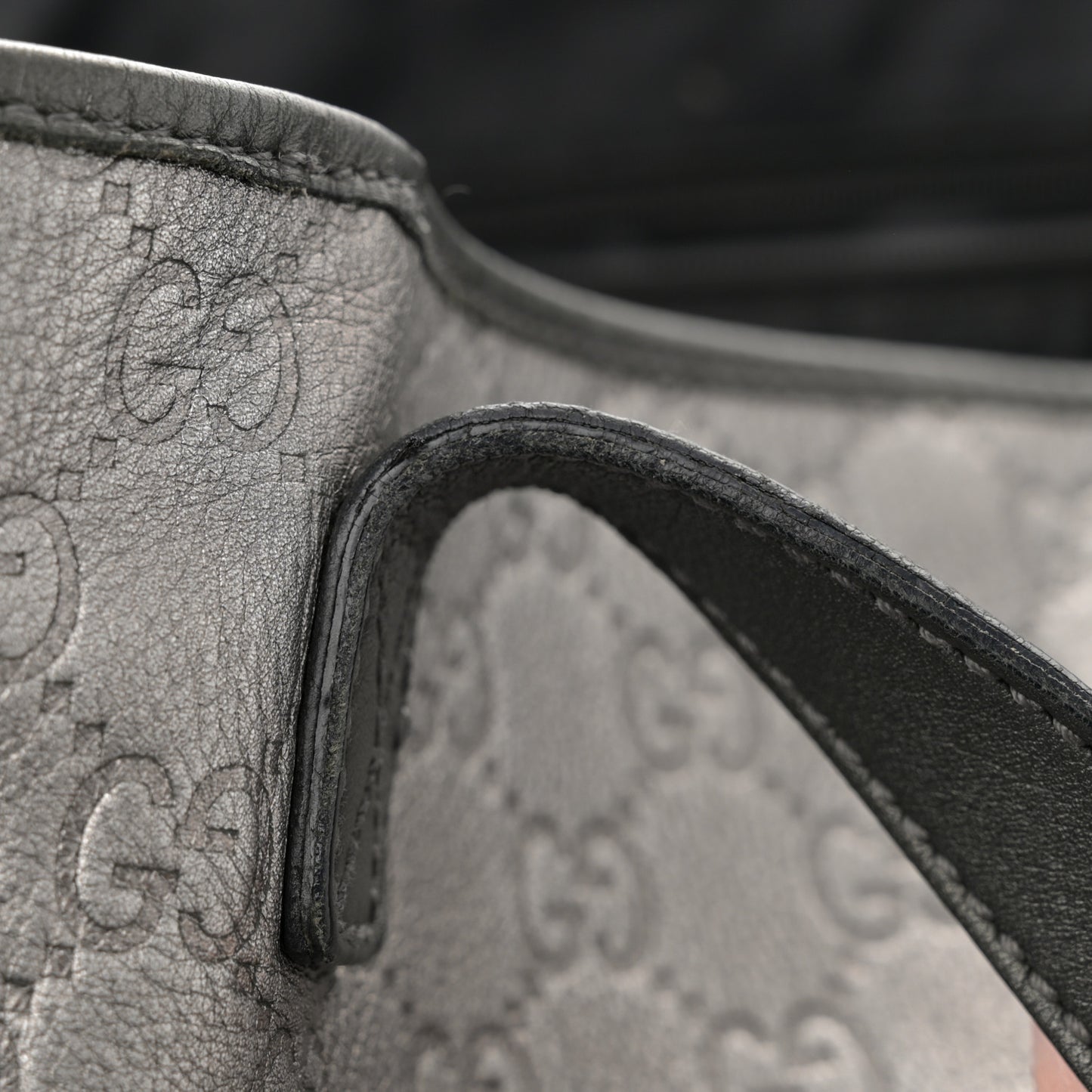 Metallic Guccissima Large Tote Dark Grey