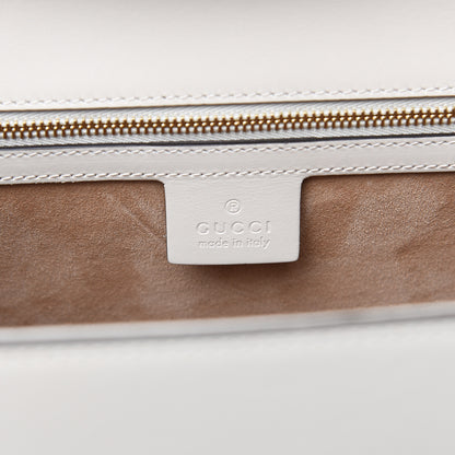 Gucci Calfskin Embroidered Medium Sylvie Top Handle Bag White 6 of 12