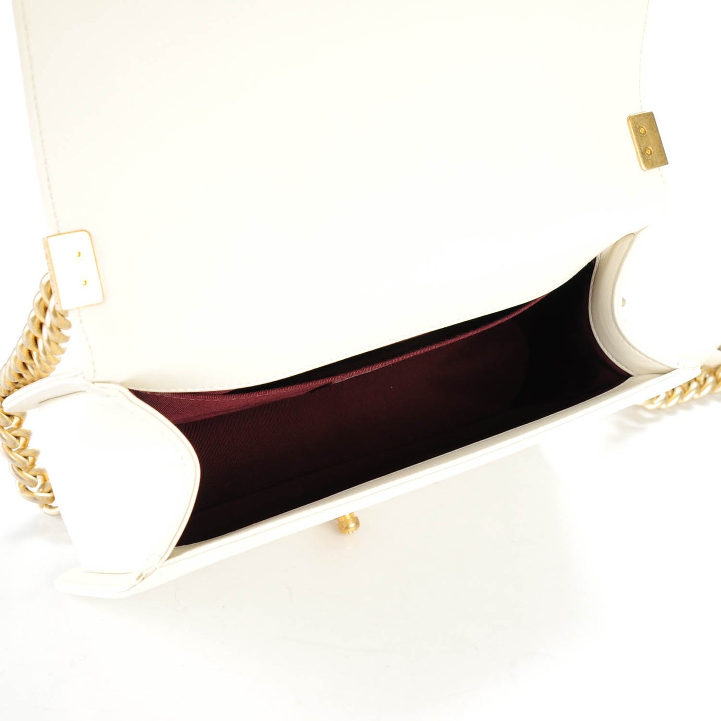 Caviar Suede Calfskin Chevron Medium Boy Flap White