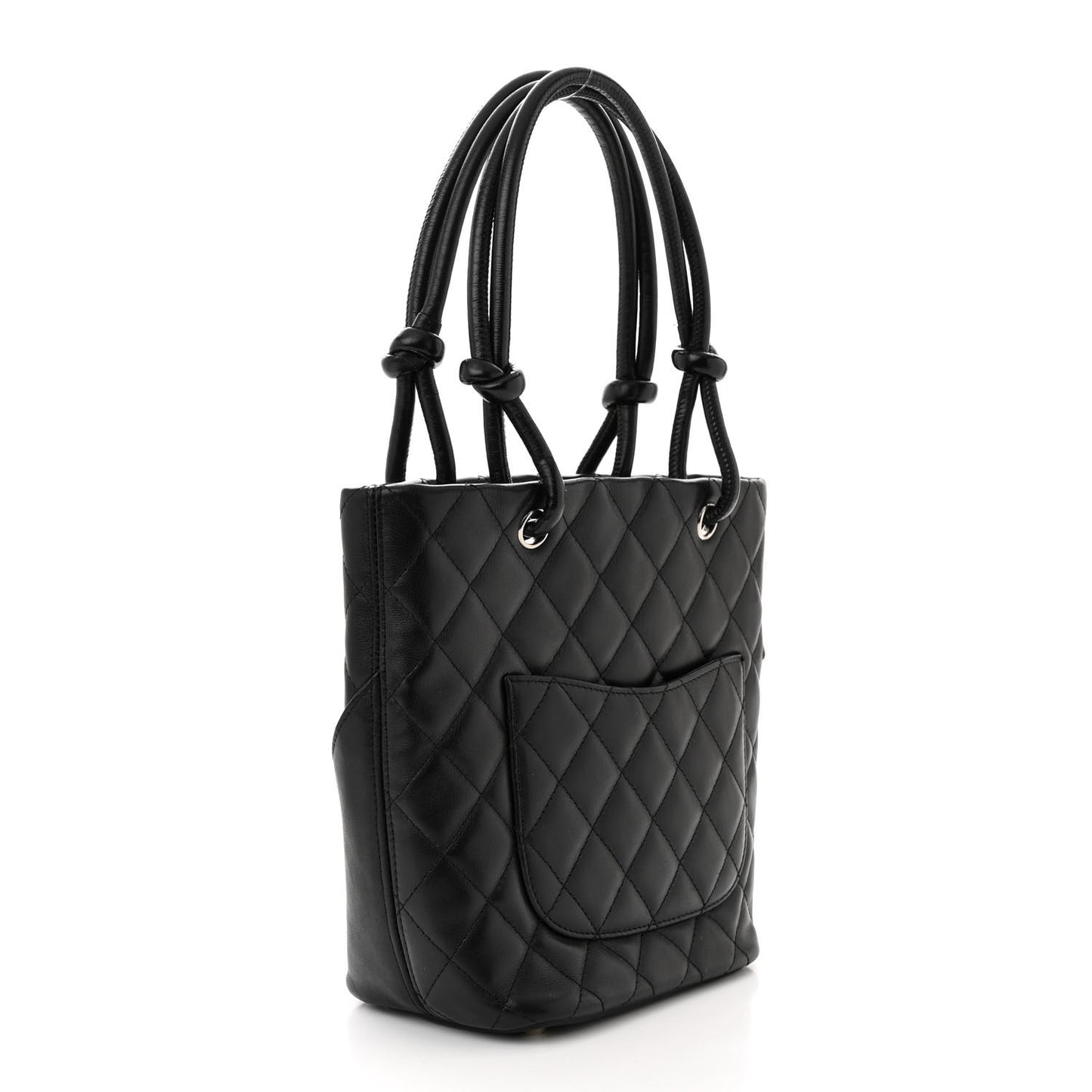 Calfskin Quilted Small Cambon Tote Black White