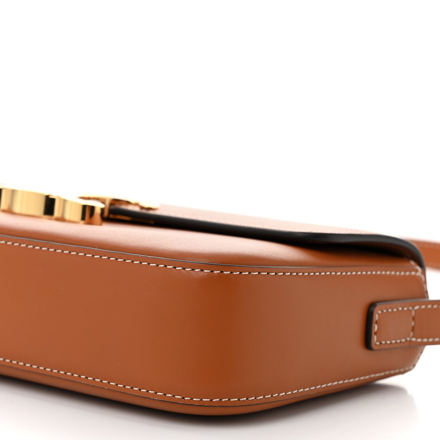 Shiny Calfskin Triomphe Shoulder Bag Tan