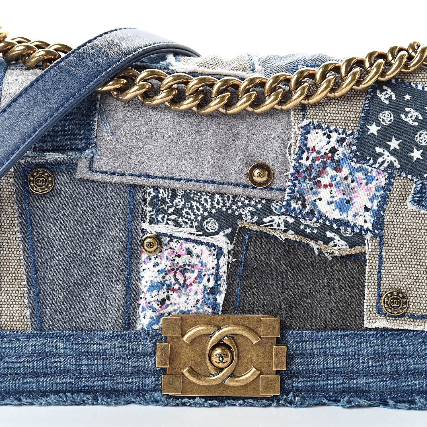 Chanel Denim Patchwork Medium Boy Flap Blue 8 of 10