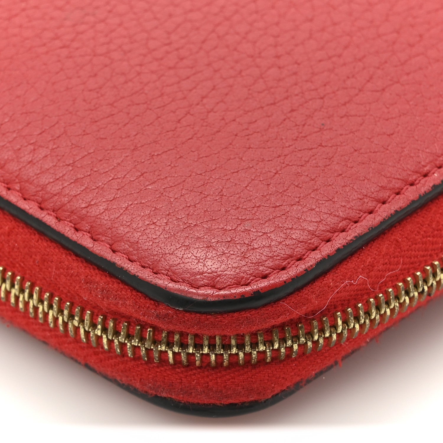 Celine Drummed Calfskin Large Zip Around Multifunction Wallet Red 11 of 12