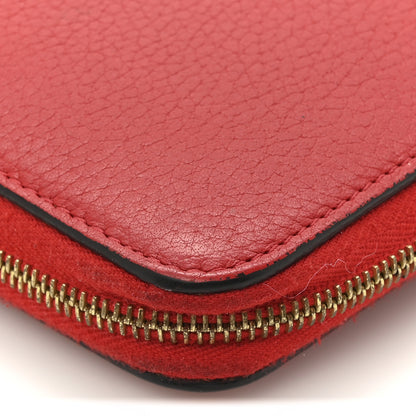 Celine Drummed Calfskin Large Zip Around Multifunction Wallet Red 11 of 12