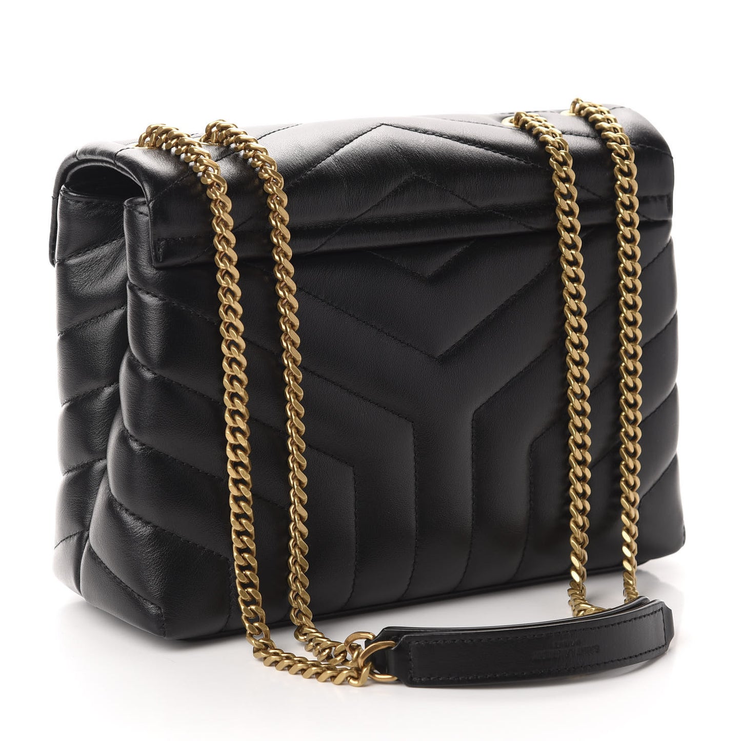 Calfskin Y Quilted Monogram Small Loulou Chain Satchel Black