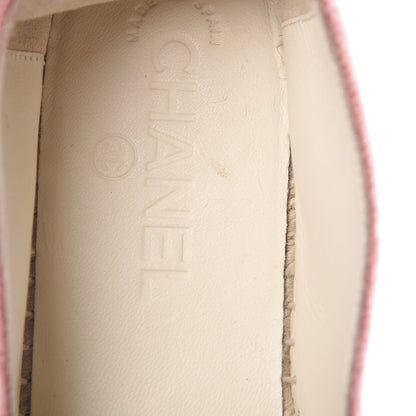 Chanel Velvet Grosgrain Quilted Camellia CC Espadrilles 40 Pink Black 10 of 11