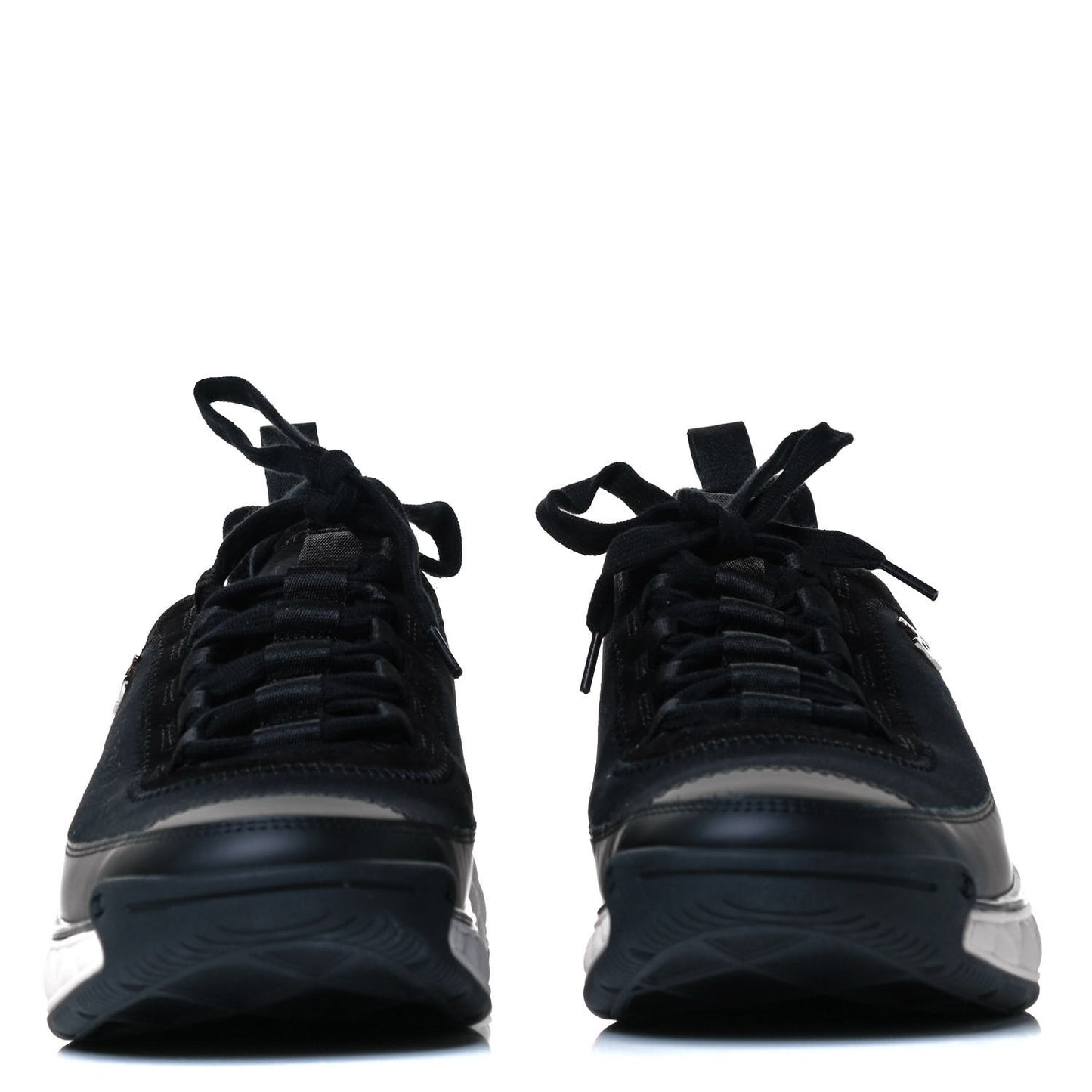 Velvet Calfskin Mixed Fibers CC Sneakers 41 Black