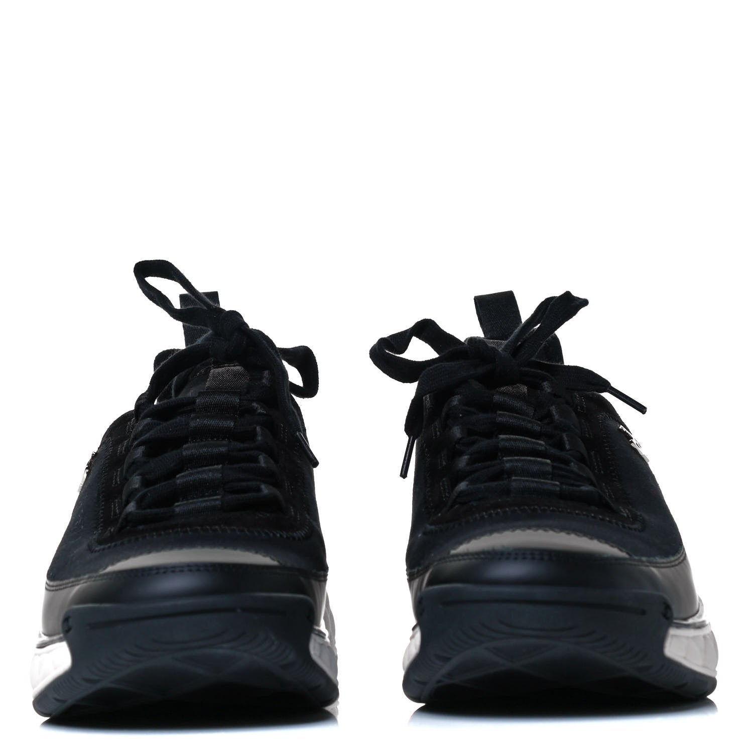 Chanel Velvet Calfskin Mixed Fibers CC Sneakers 41 Black 3 of 7