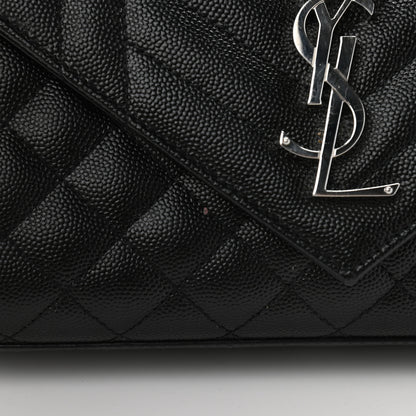 Saint Laurent Grain De Poudre Textured Mixed Matelasse Triquilt Small Monogram Satchel Black 11 of 12