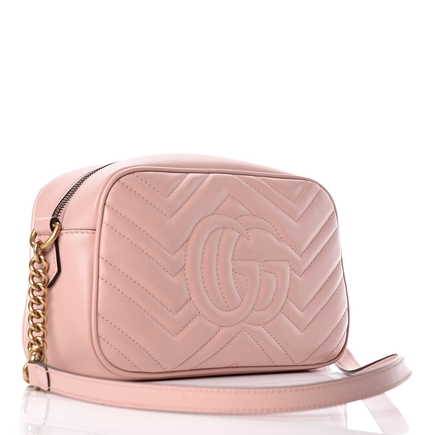 Gucci Calfskin Matelasse Small GG Marmont Chain Shoulder Bag Perfect Pink 3 of 10