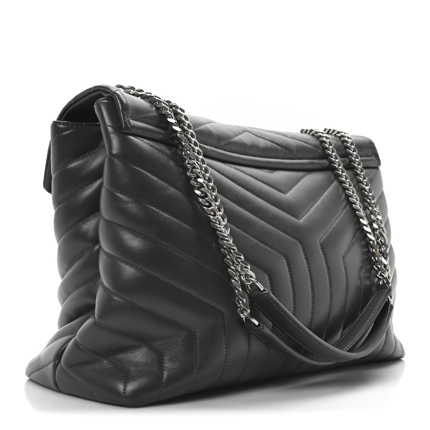 Calfskin Y Quilted Monogram Large Loulou Chain Satchel Earth