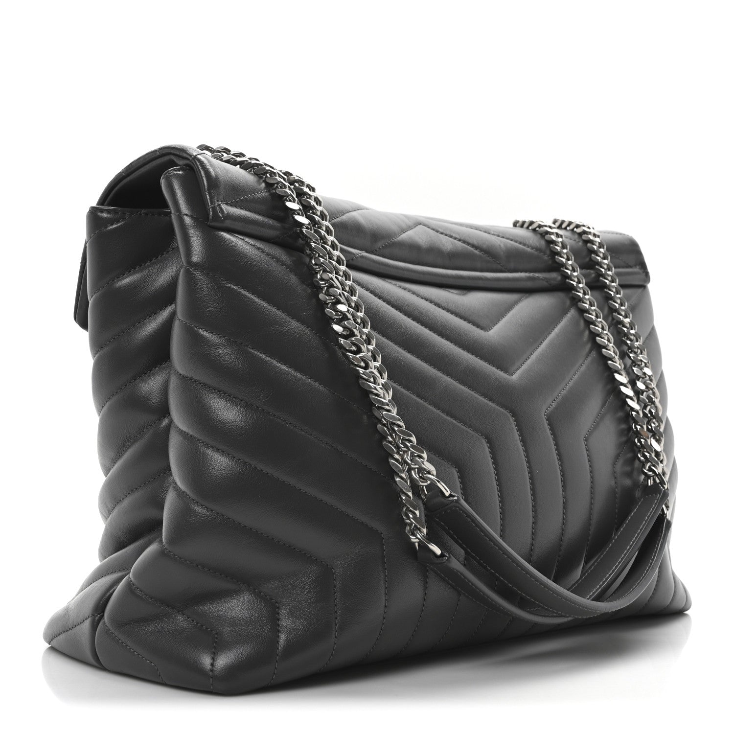 Saint Laurent Calfskin Y Quilted Monogram Large Loulou Chain Satchel Earth 3 of 10