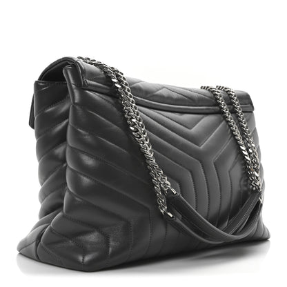 Saint Laurent Calfskin Y Quilted Monogram Large Loulou Chain Satchel Earth 3 of 10