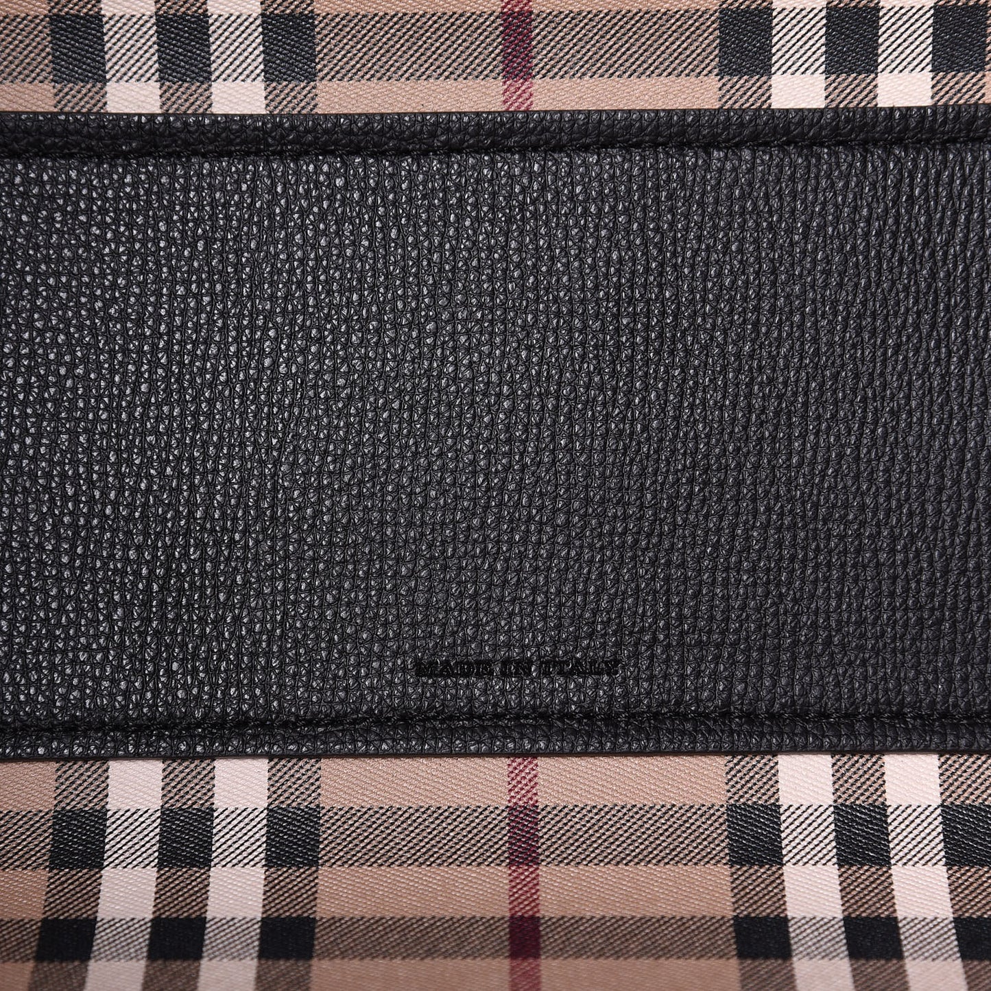Grainy Calfskin Haymarket Check Medium Reversible Tote Black