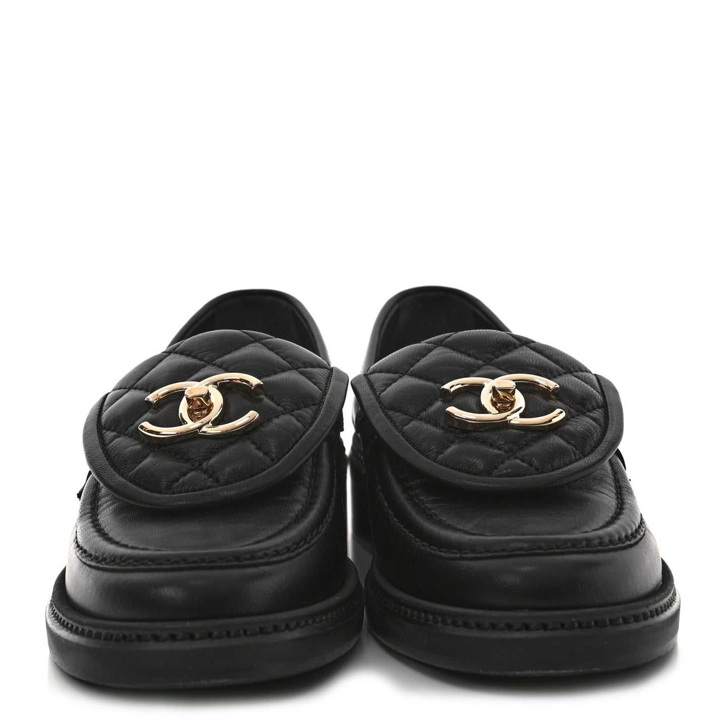 Lambskin Quilted CC Turnlock Loafers 36 Black