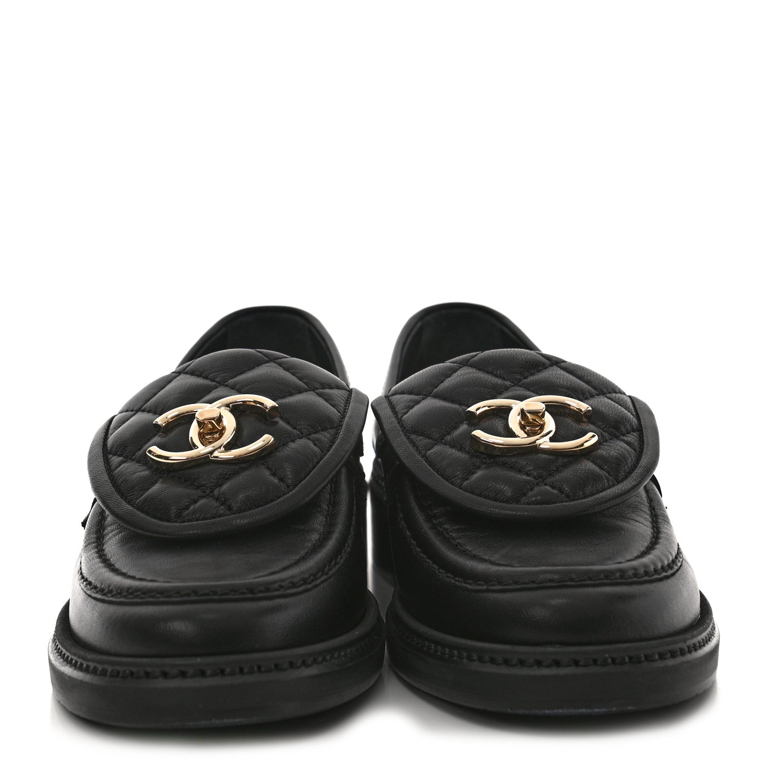 Chanel Lambskin Quilted CC Turnlock Loafers 36 Black 2 of 9