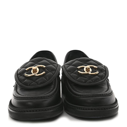 Chanel Lambskin Quilted CC Turnlock Loafers 36 Black 2 of 9