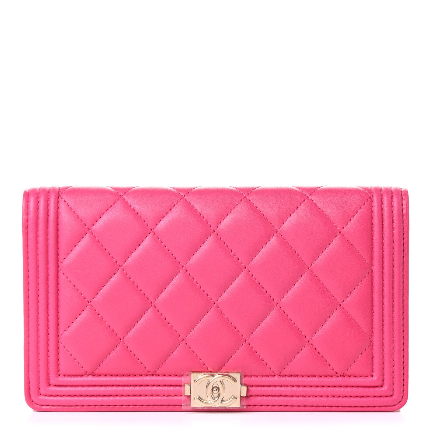 Lambskin Quilted Boy Yen Wallet Pink