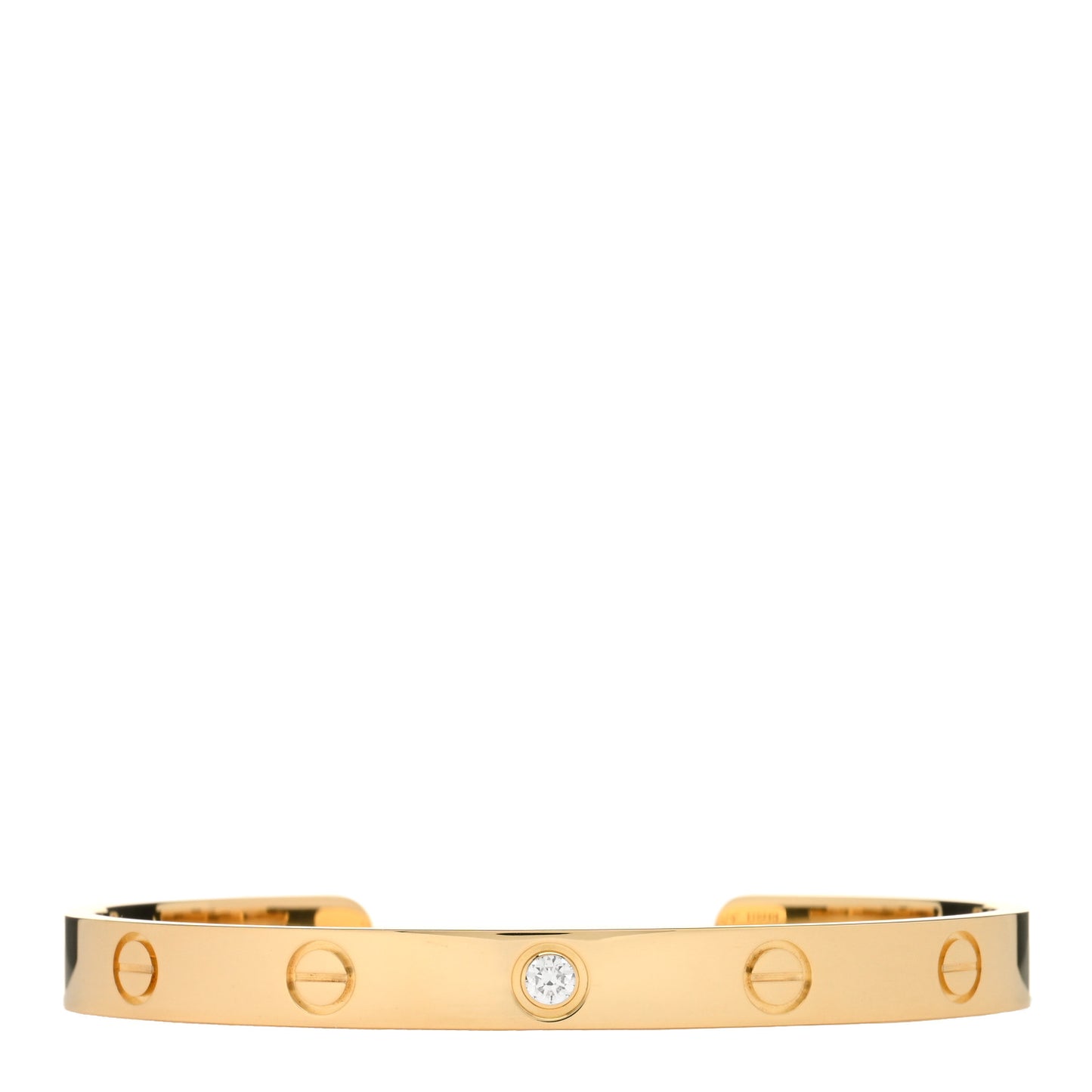 18K Yellow Gold 1 Diamond LOVE Cuff Bracelet 17