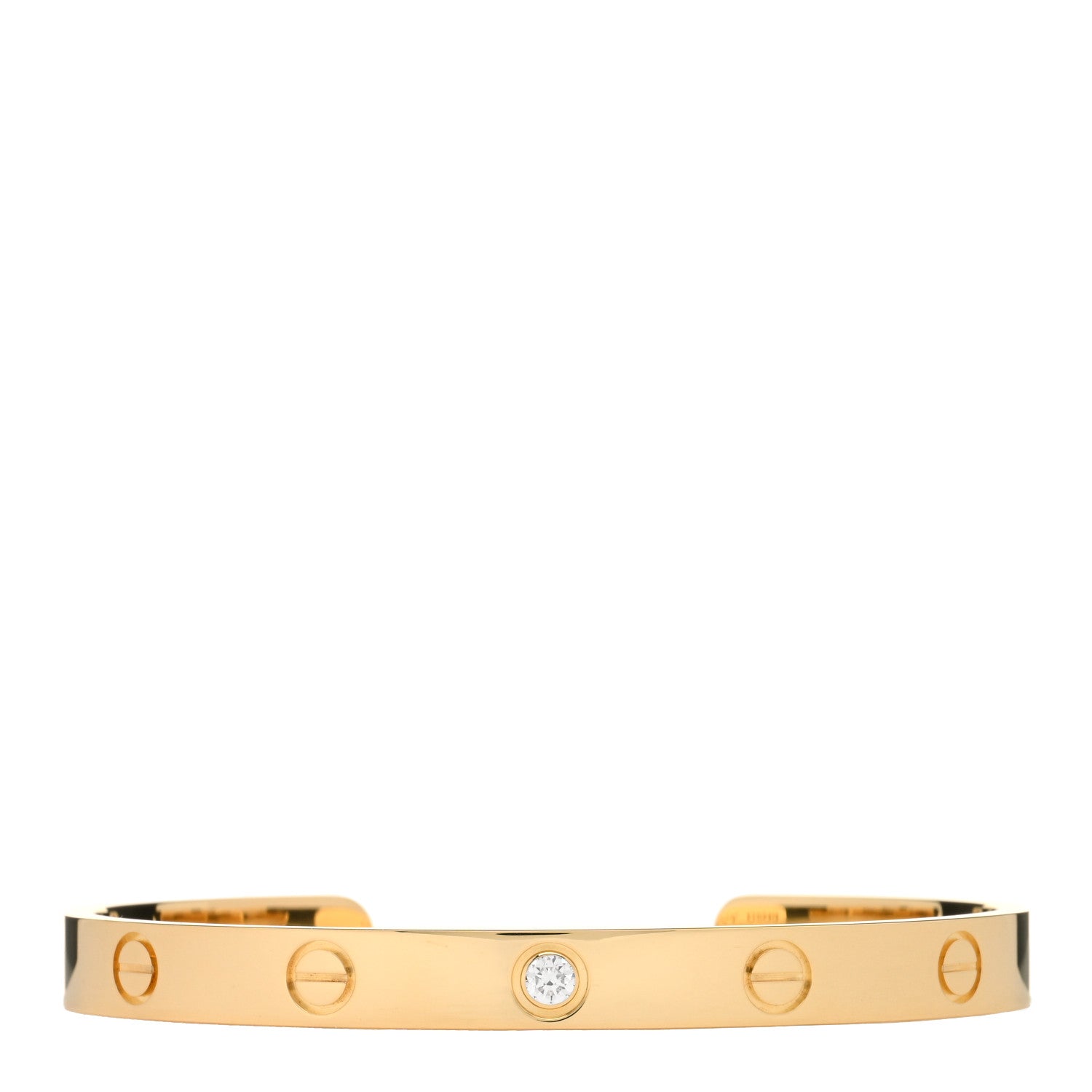 Cartier 18K Yellow Gold 1 Diamond LOVE Cuff Bracelet 17 1 of 3