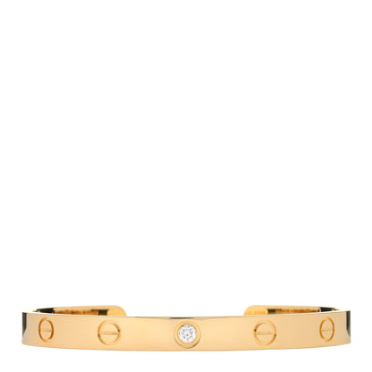 Cartier 18K Yellow Gold 1 Diamond LOVE Cuff Bracelet 17 1 of 3