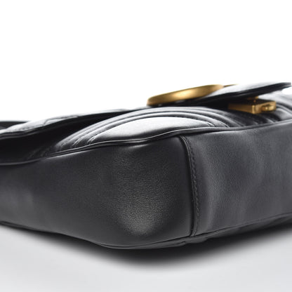 Gucci Calfskin Matelasse Medium GG Marmont Shoulder Bag Black 8 of 11