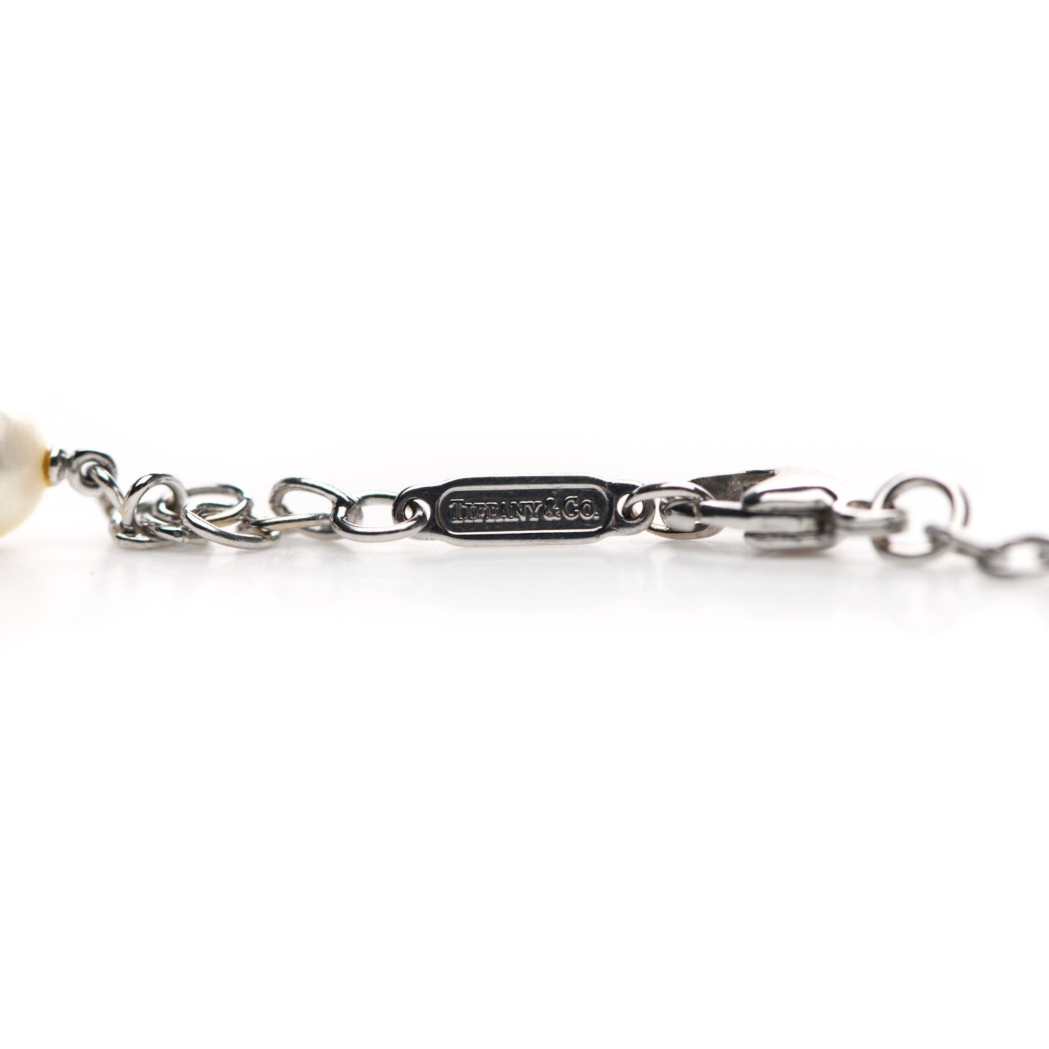 Tiffany 18K White Gold Diamond Pearl Dragonfly Station Necklace 5 of 6