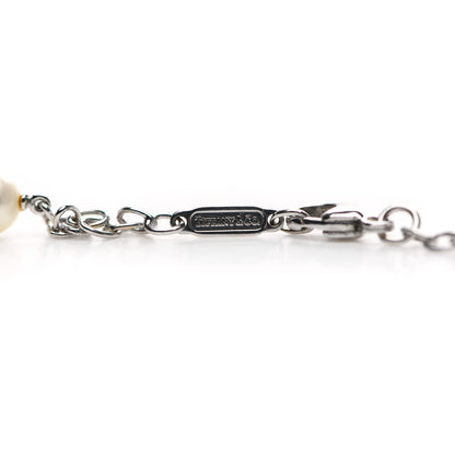 Tiffany 18K White Gold Diamond Pearl Dragonfly Station Necklace 5 of 6