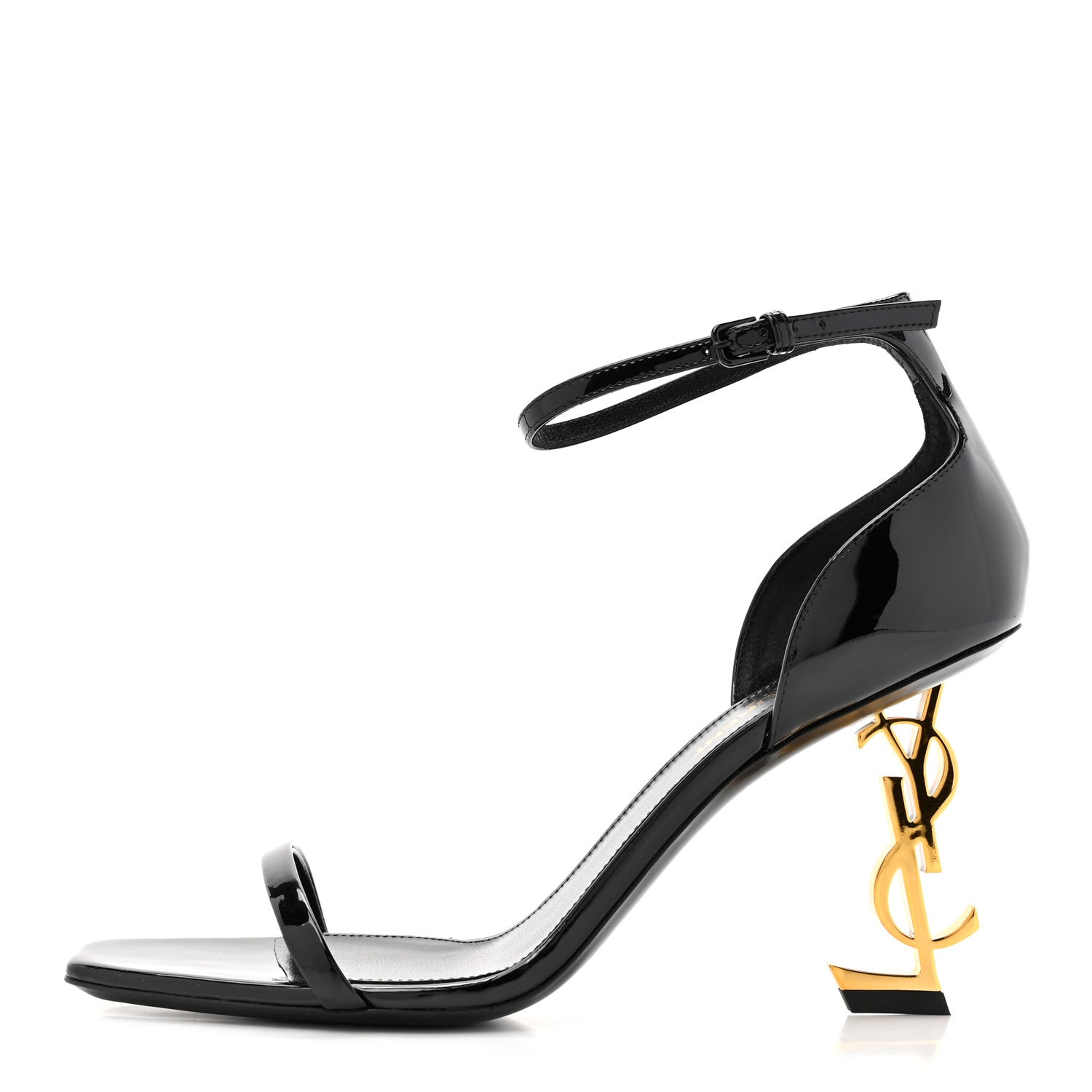 Saint Laurent Patent Calfskin Opyum 85 Sandals 38 Black 1 of 9