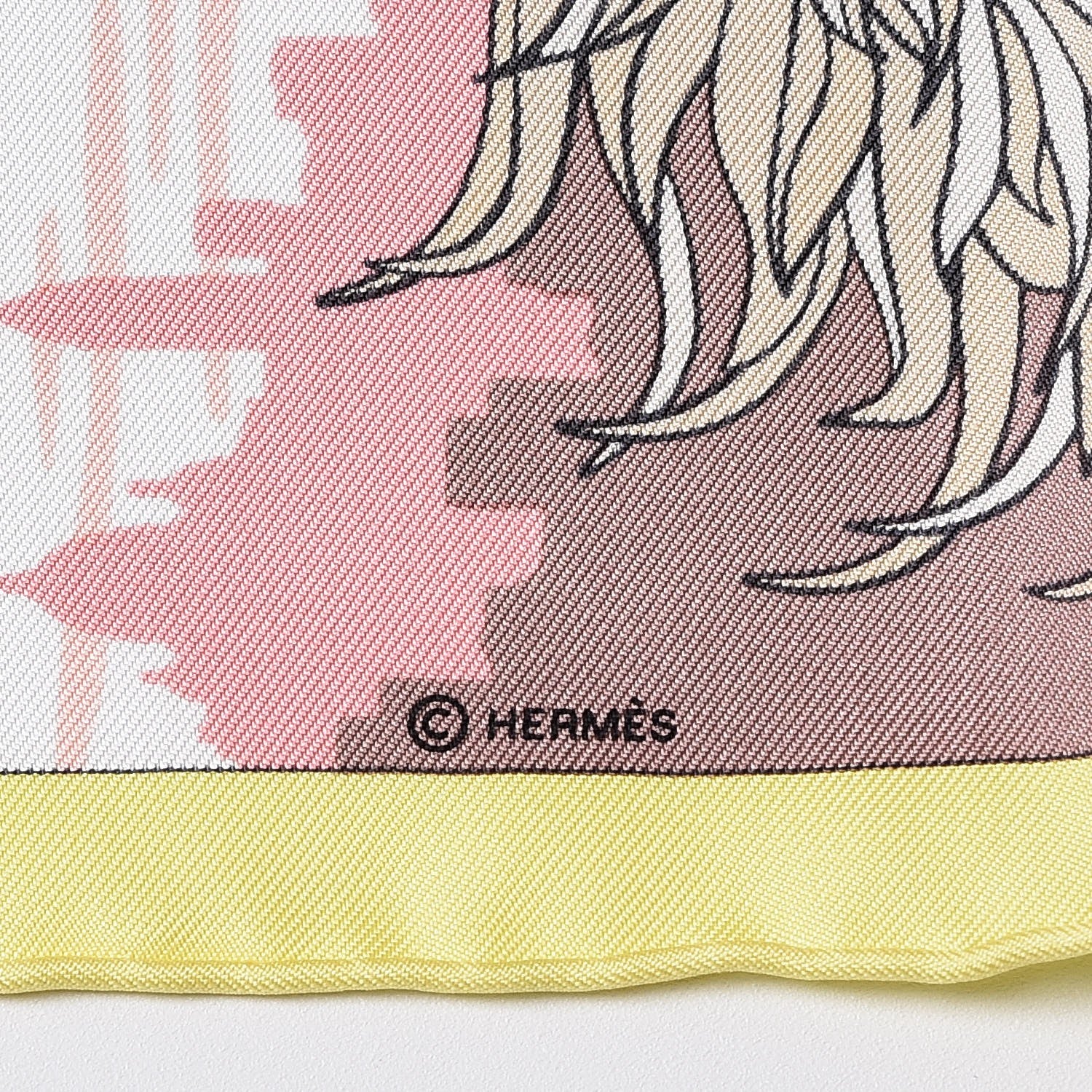 Hermes Silk Space Shopping Au Faubourg Pocket Square Scarf Rose Taupe Jaune 4 of 5