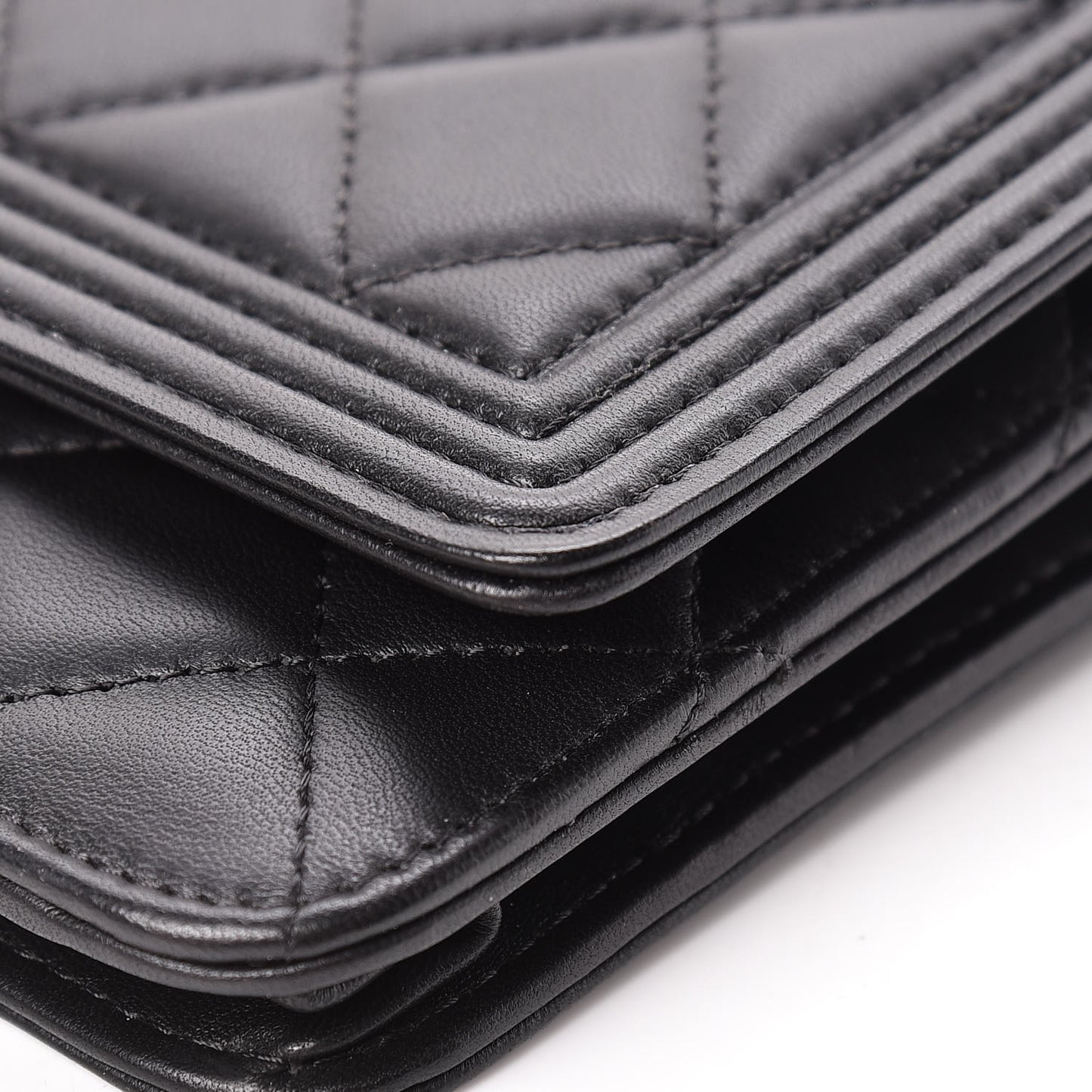 Lambskin Quilted Boy Wallet On Chain WOC Black