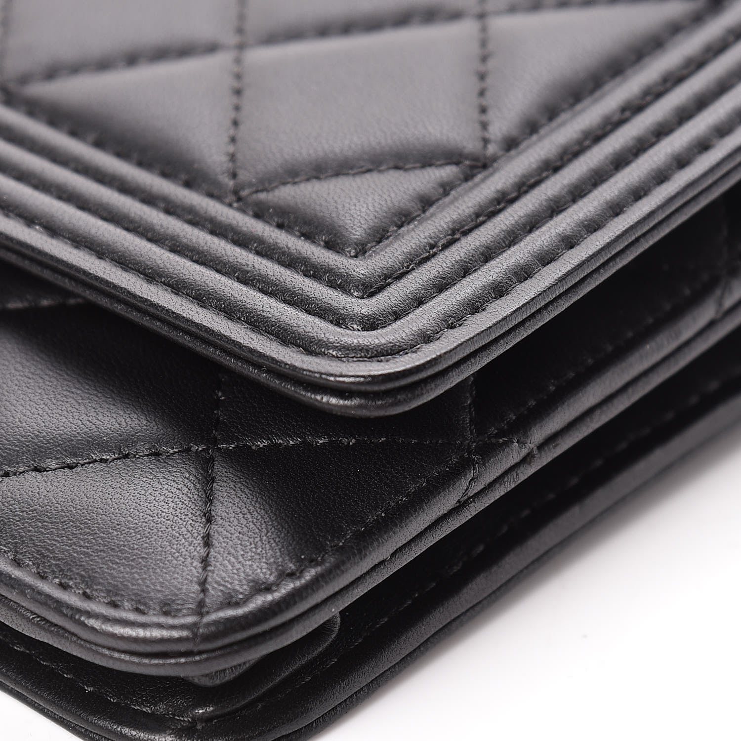 Chanel Lambskin Quilted Boy Wallet On Chain WOC Black 11 of 16