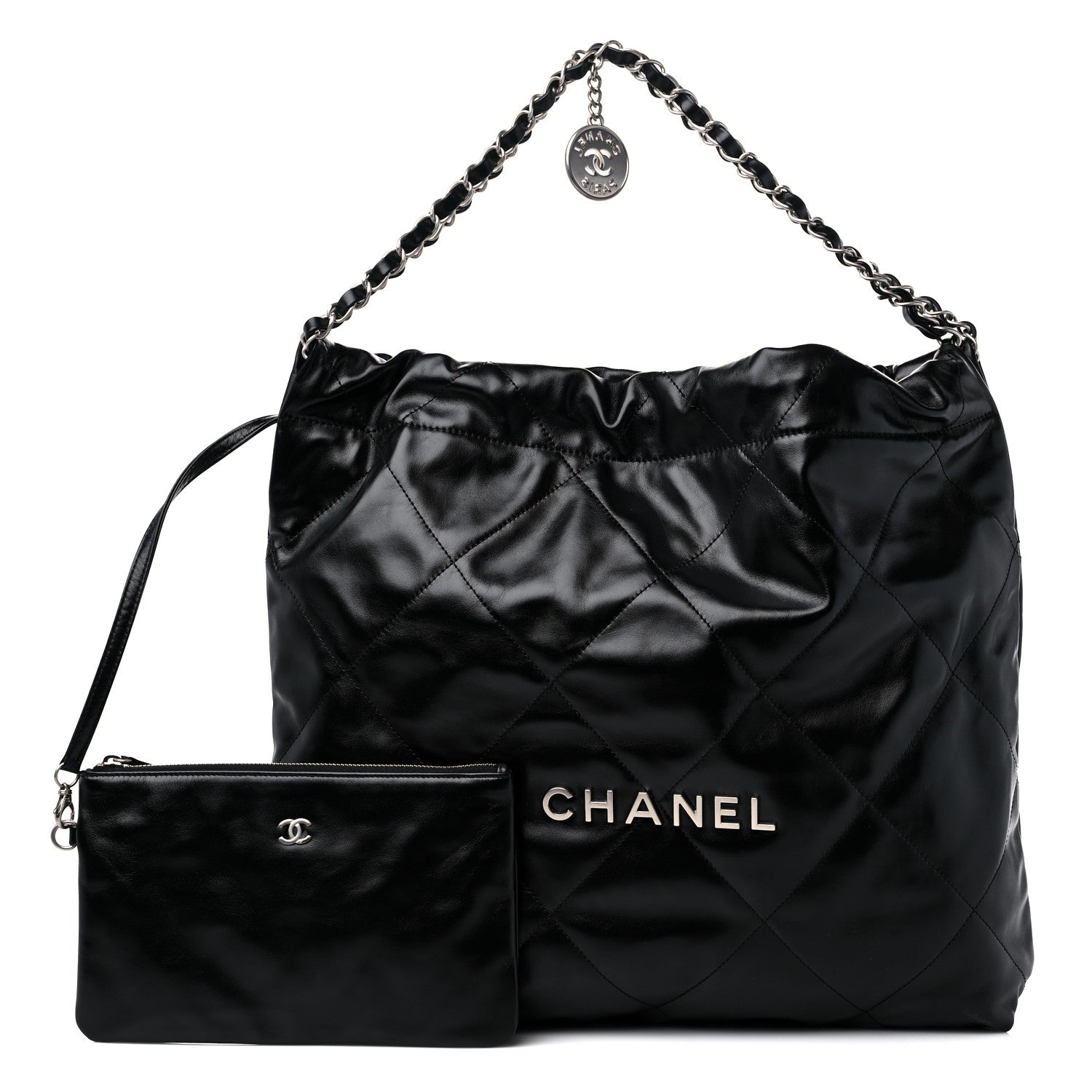 Chanel Shiny Calfskin Quilted Chanel 22 Black 1 of 10