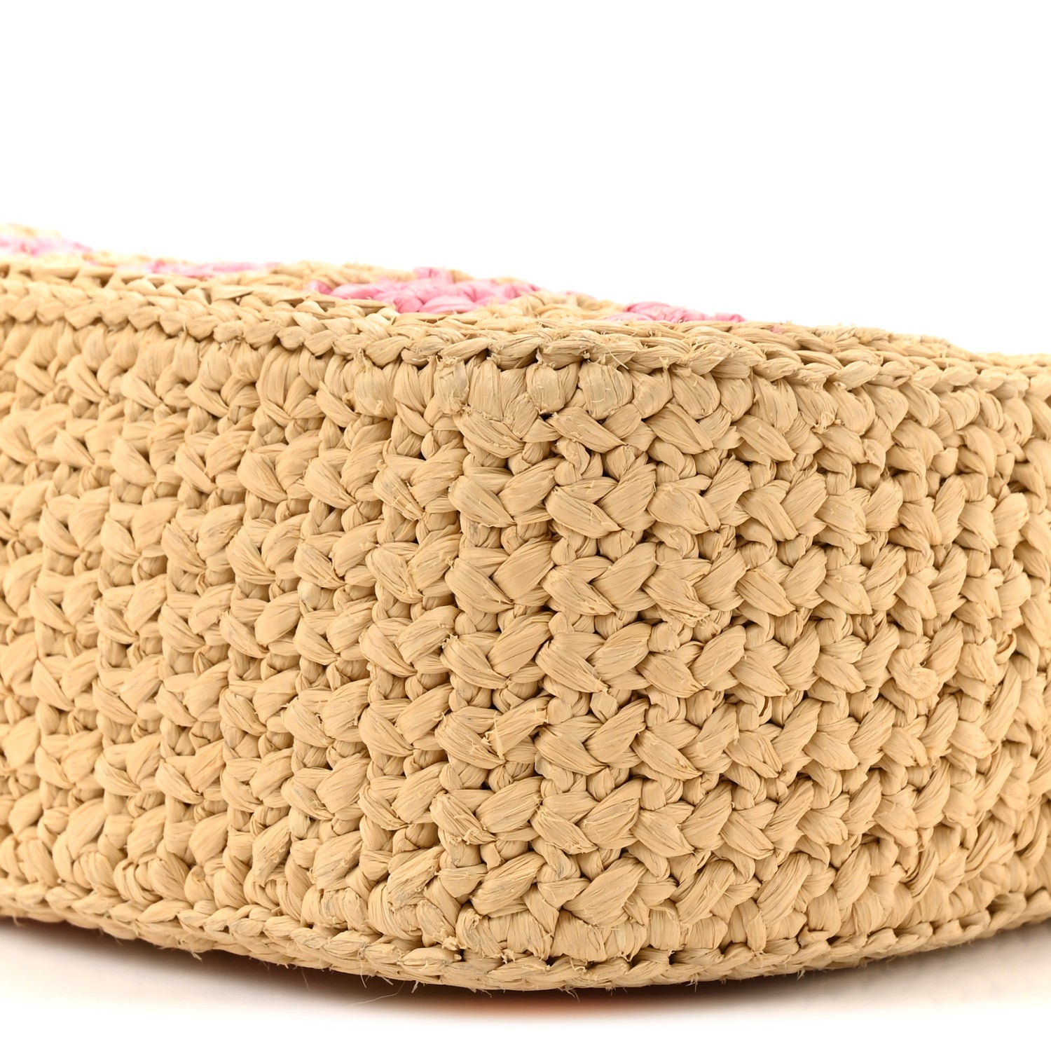 Prada Yarn Raffia Effect Crochet Striped Re-Edition 2005 Shoulder Bag Naturale Petalo 8 of 12