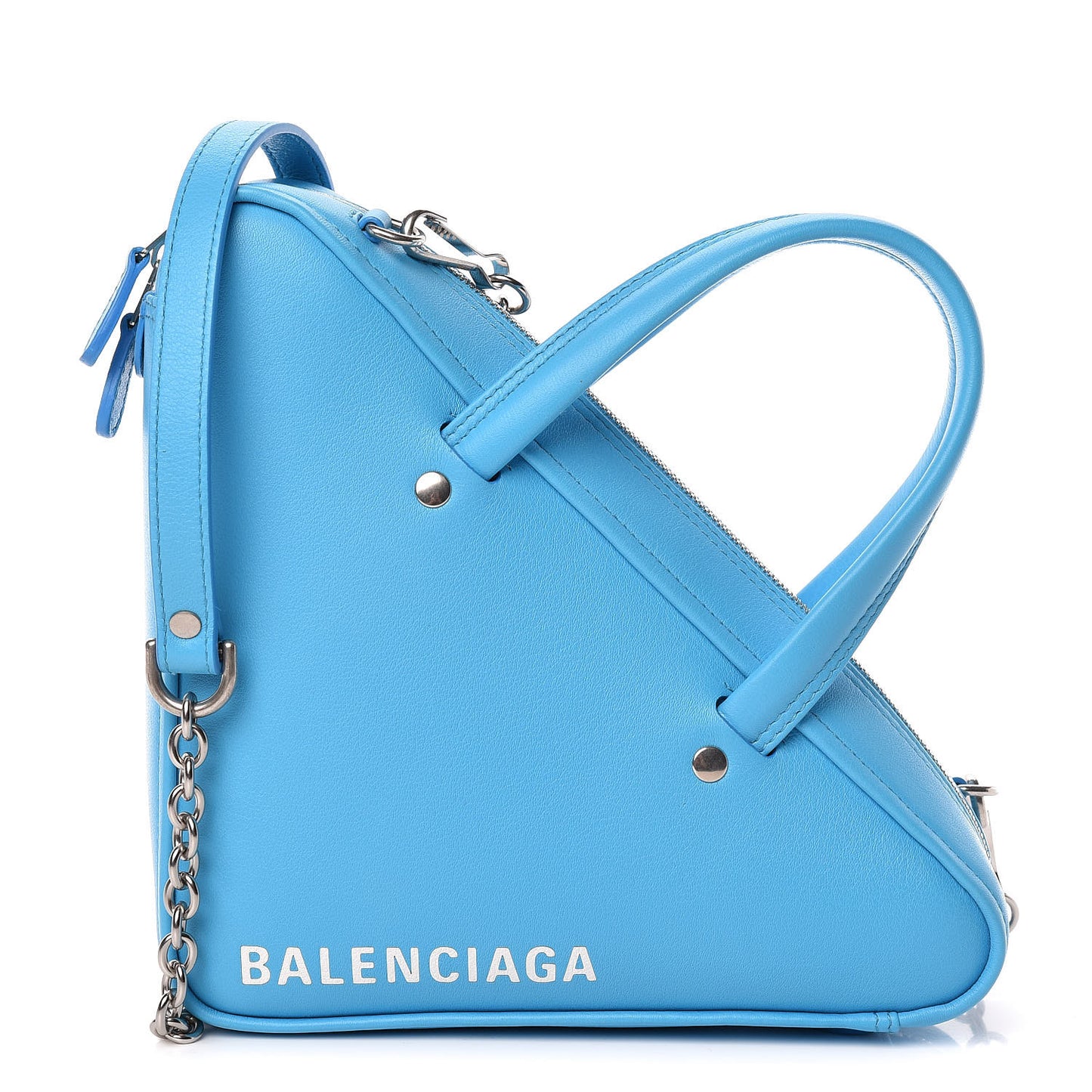Calfskin XS Triangle Chain Duffle Baby Blue