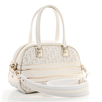 Christian Dior Perforated Calfskin Medium Dior Vibe Classic Bowling Bag White Gold 3 of 8