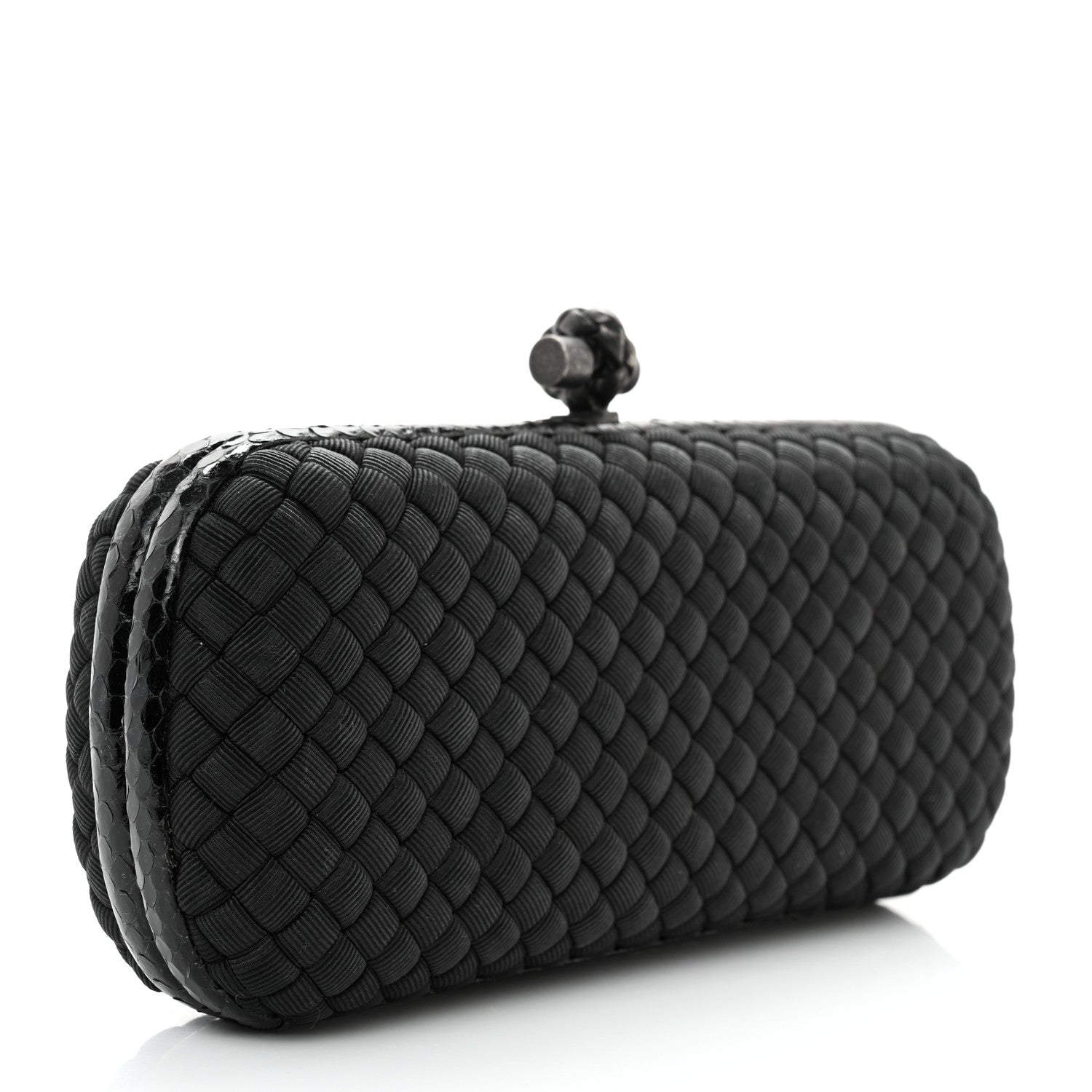 Bottega Veneta Satin Ayers Intreccio Impero Stretch Knot Clutch Black 3 of 9