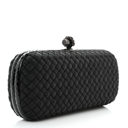Bottega Veneta Satin Ayers Intreccio Impero Stretch Knot Clutch Black 3 of 9