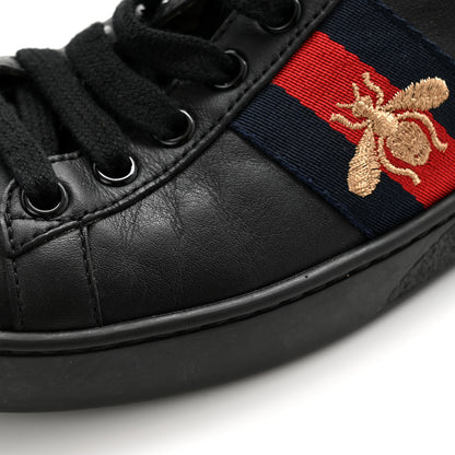 Gucci Calfskin Ayers Web Bee Embroidered Ace Sneakers 37 Black 9 of 11