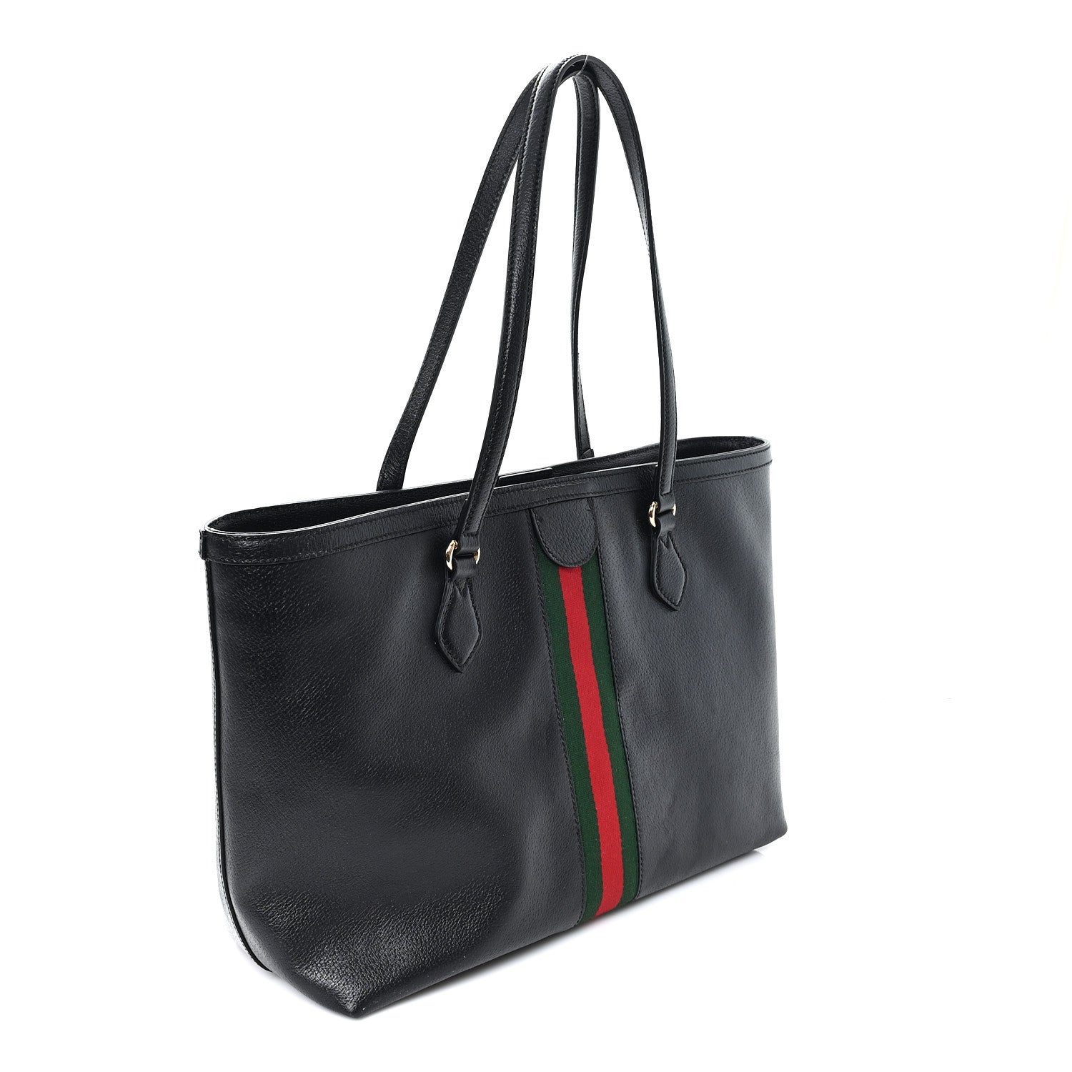 Gucci Textured Calfskin Web Medium Ophidia Shopping Tote Black 3 of 11