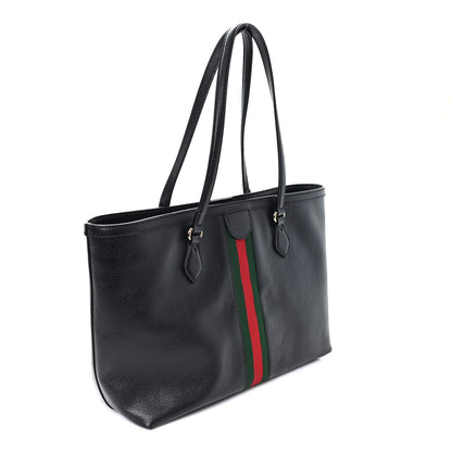 Gucci Textured Calfskin Web Medium Ophidia Shopping Tote Black 3 of 11