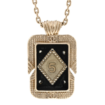 Chanel Metal Resin Enamel Crystal CC Necklace Gold Black White 4 of 7