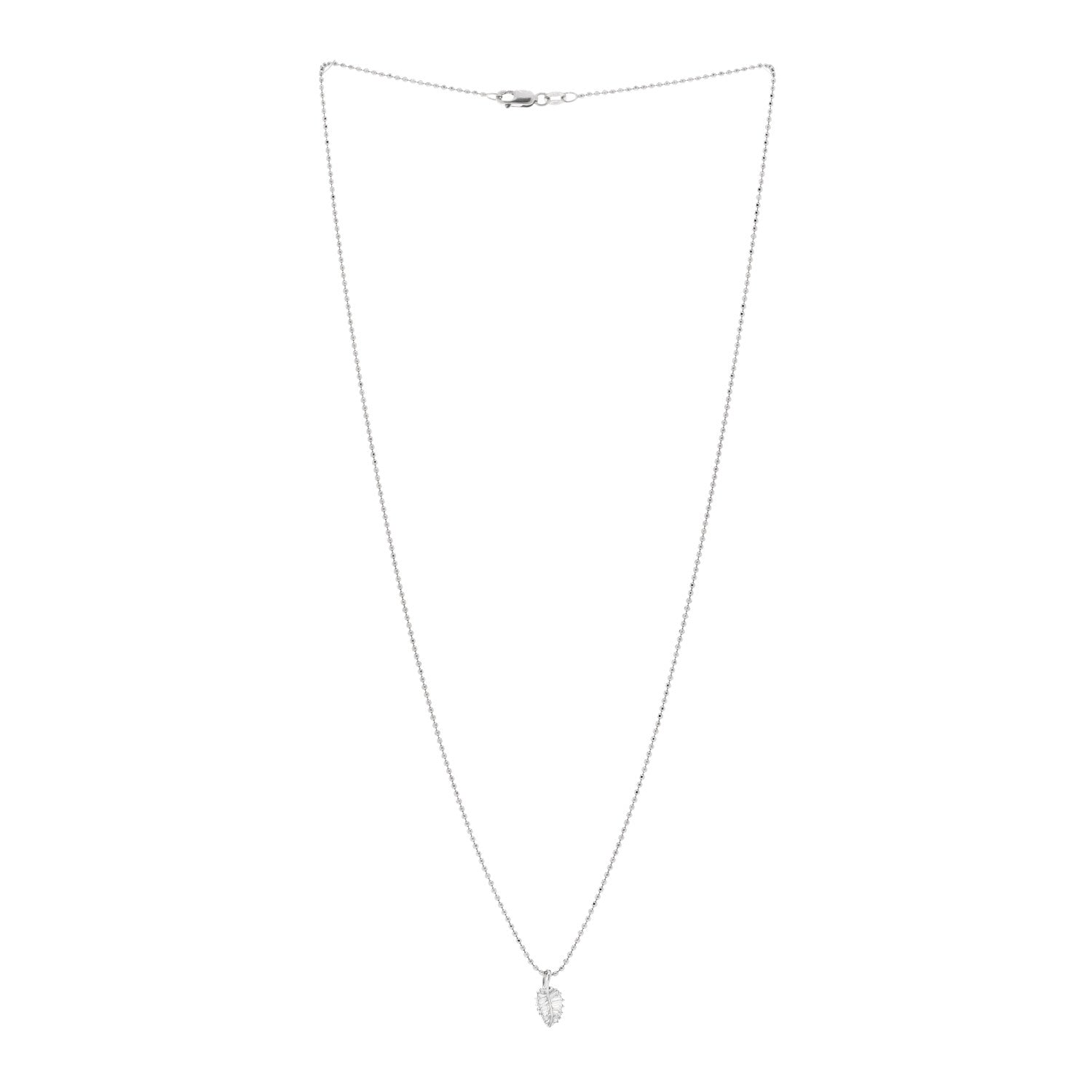 Anita Ko 18K White Gold Diamond Small Leaf Pendant Necklace 3 of 5