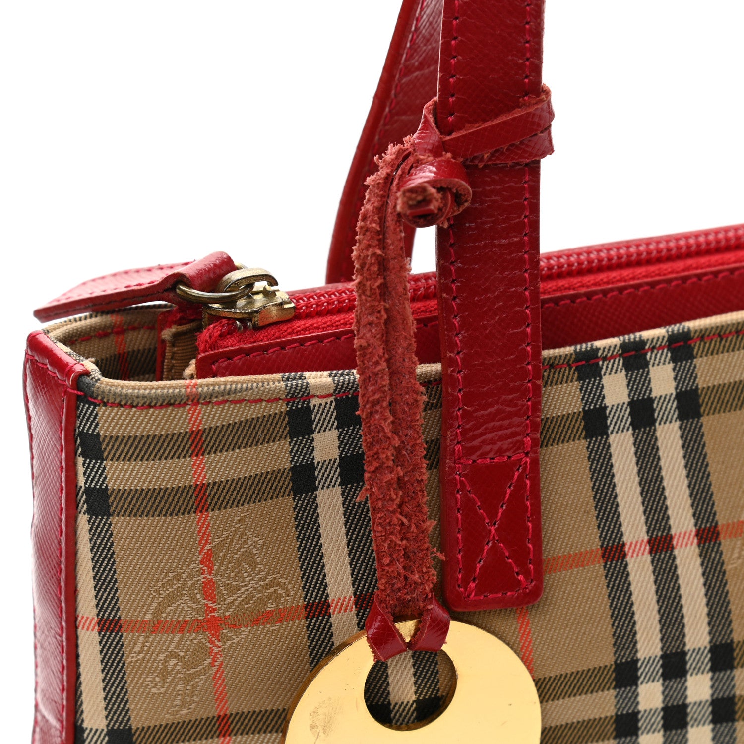 Burberry Haymarket Check Small Tote Red 13 of 13