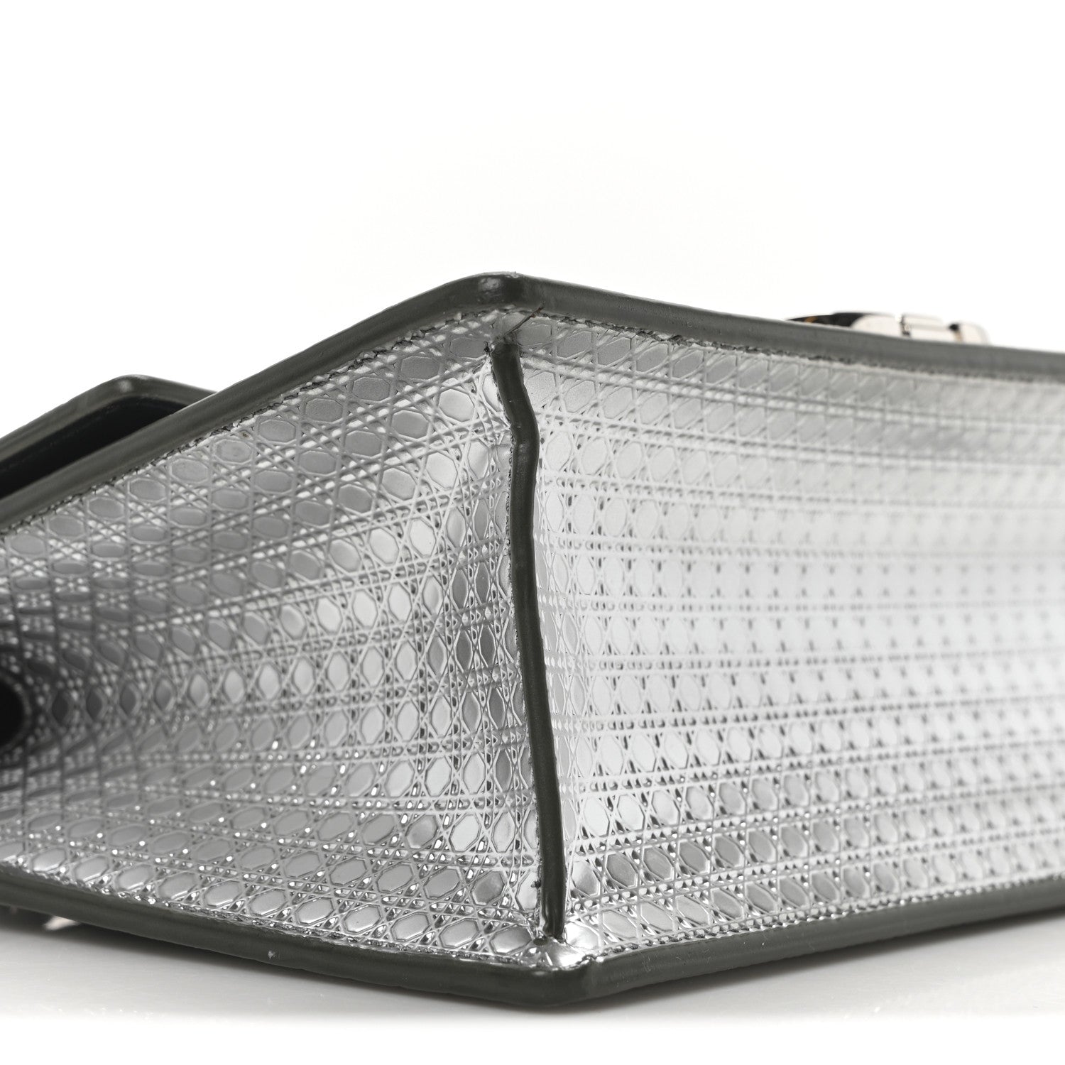 Christian Dior Metallic Patent Micro-Cannage 30 Montaigne Flap Bag Silver 8 of 9