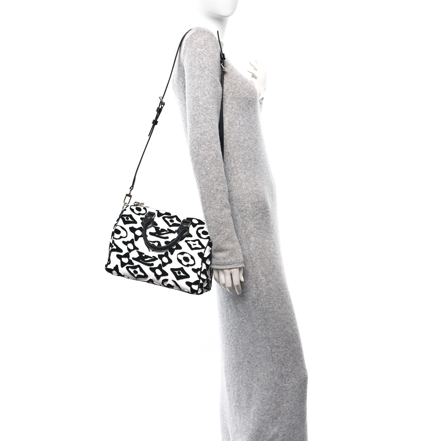 Louis Vuitton X UF Tufted Monogram Speedy Bandouliere 25 White Black 2 of 9