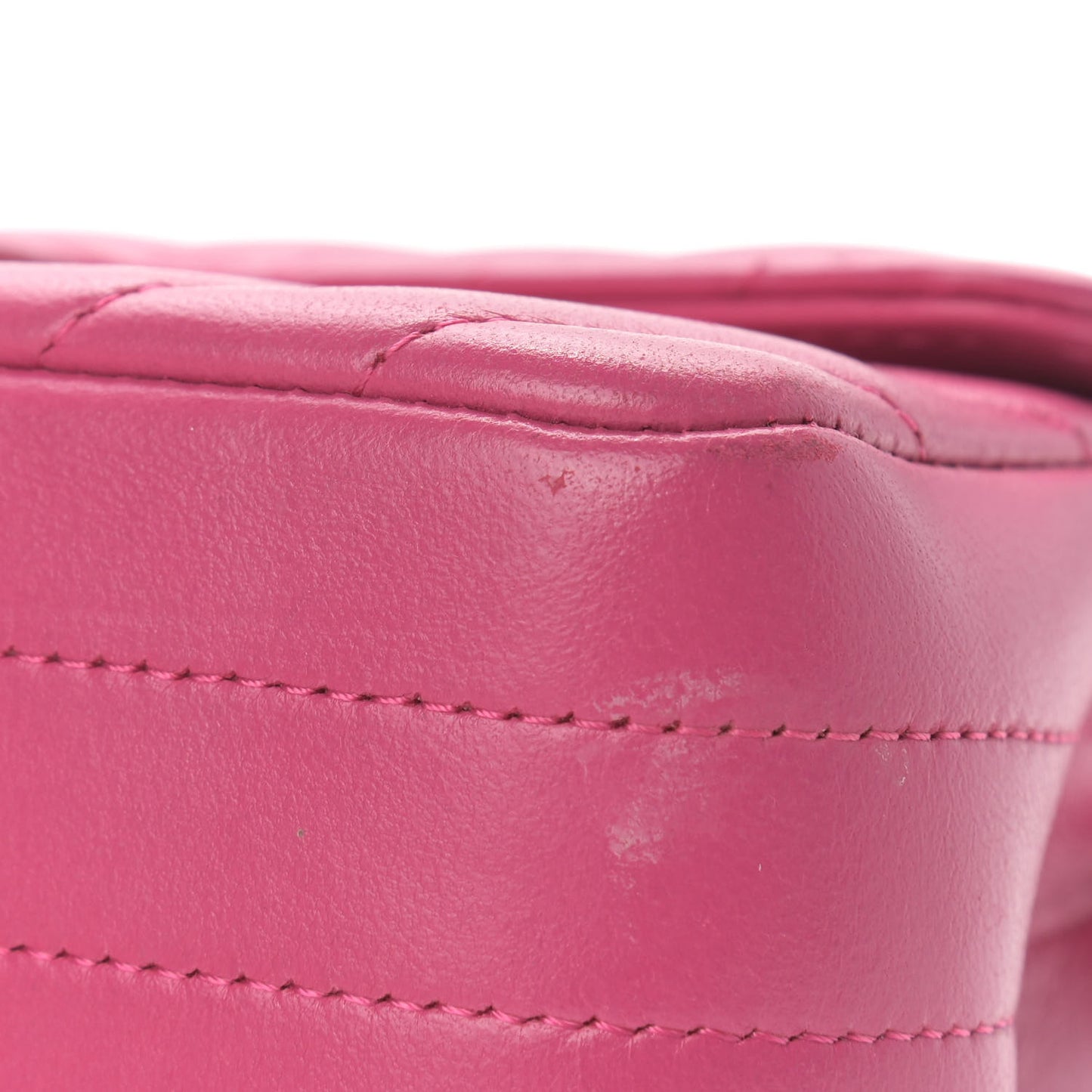 Lambskin Chevron Quilted Mini Rectangular Flap Dark Pink