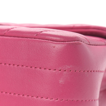Chanel Lambskin Chevron Quilted Mini Rectangular Flap Dark Pink 11 of 12