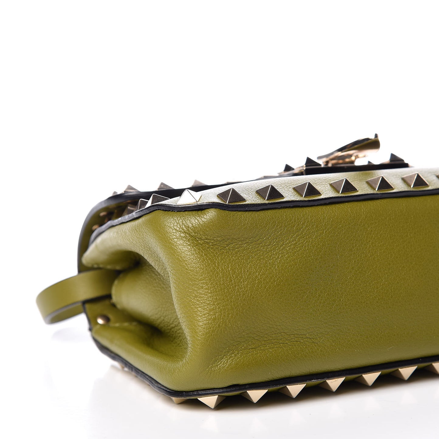 Vitello Mini Rockstud Flap Saddle Crossbody Bag Military Green